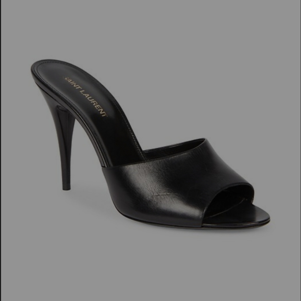 YSL Black Leather Heels Size 36